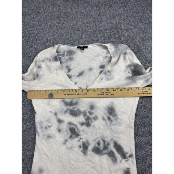 James Perse Sweater Womens 2 Gray White Tie Dye V Neck Long Sleeve Pullover - Picture 4 of 6